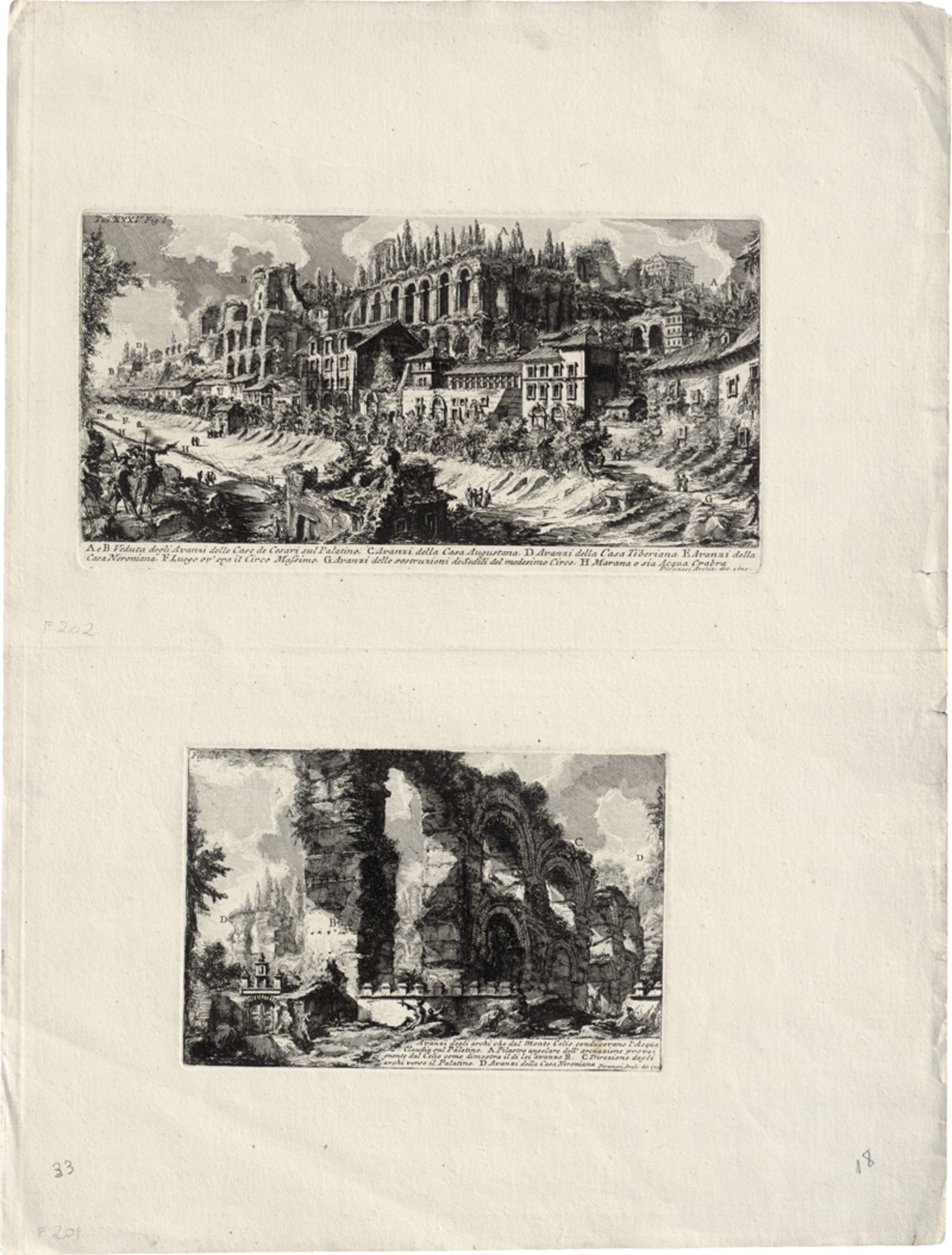 Piranesi, Giovanni Battista: 4 Blatt aus "Le Antichità Romane"