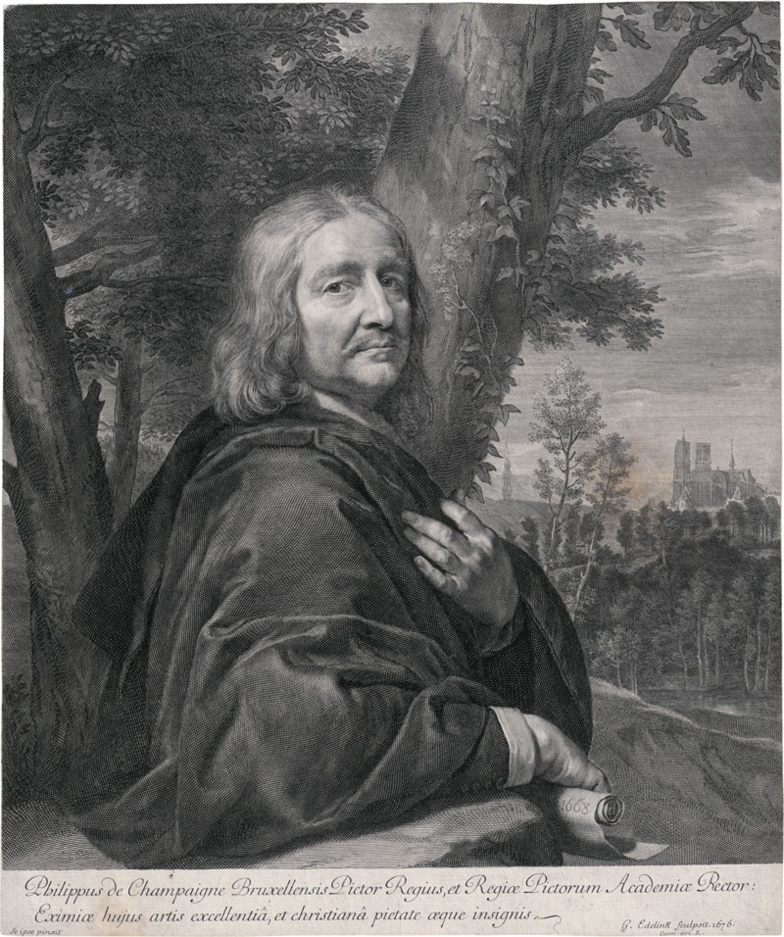 Edelinck, Gérard: Selbstbildnis des Malers Philipp de Champaigne