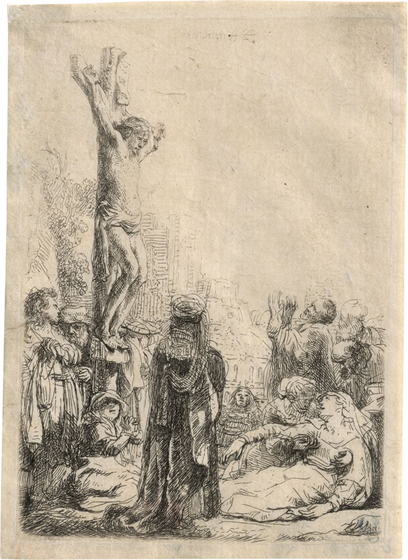 Rembrandt Harmensz. van Rijn: Christus am Kreuze (kleine Platte)