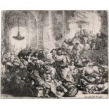 Rembrandt Harmensz. van Rijn: Christus die Händler aus dem Tempel treibend.