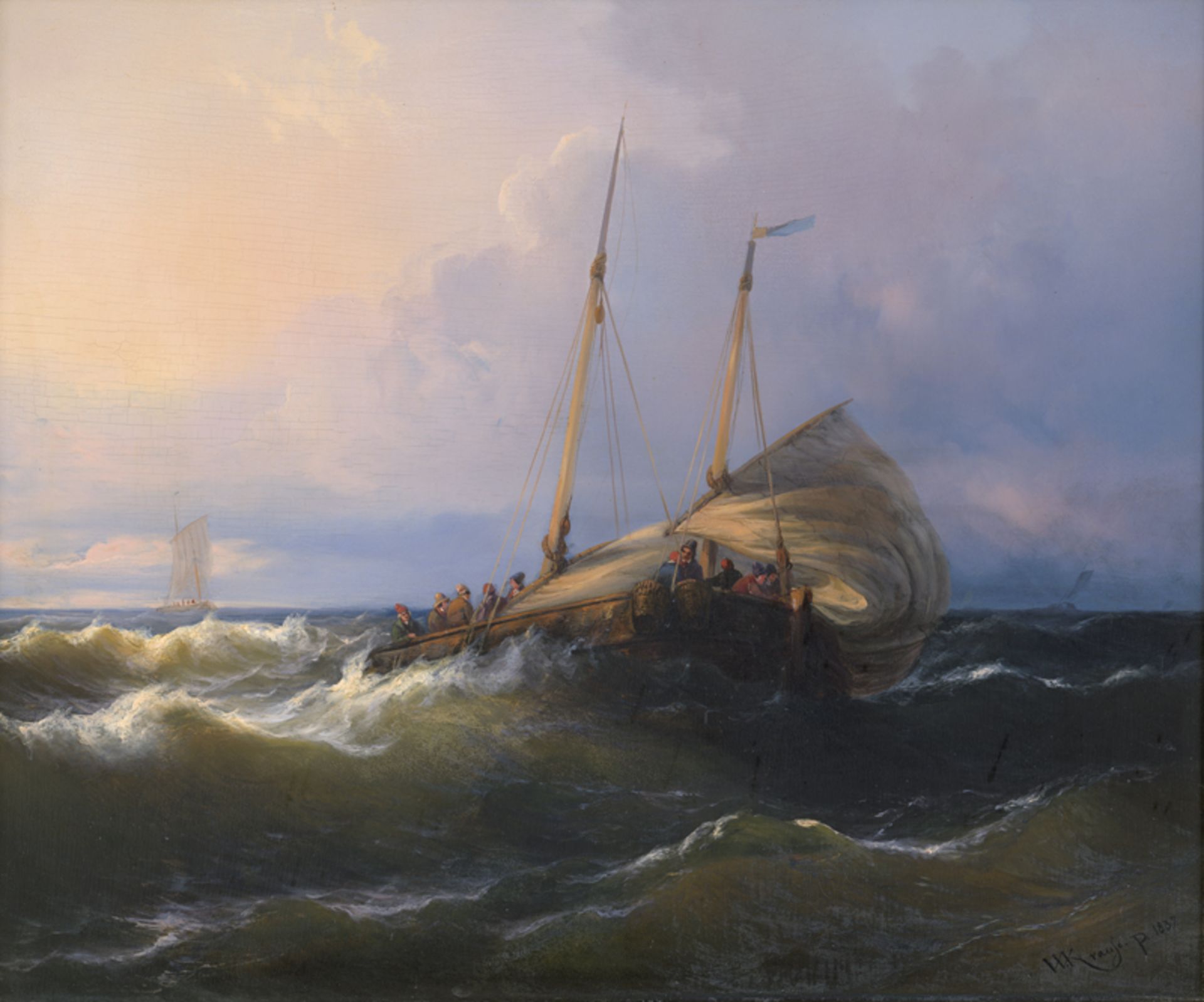 Krause, Wilhelm: Segelschiffe bei stürmischer See vor der Küste von Dover