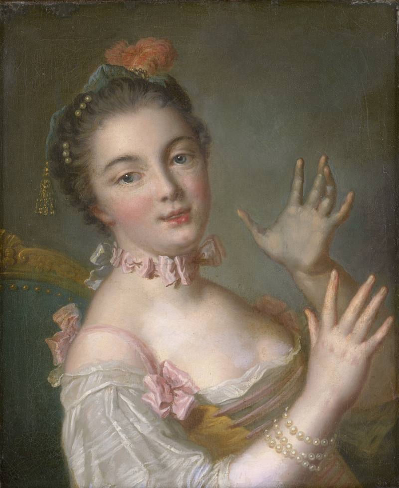 Boucher, François - Schule: Dame im gelben Kleid mit rosa Schleifen; Dame im blauen ... - Image 2 of 2