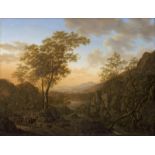Klengel, Johann Christian - zugesch...: Felsige Flusslandschaft mit großen Bäumen und Reisenden