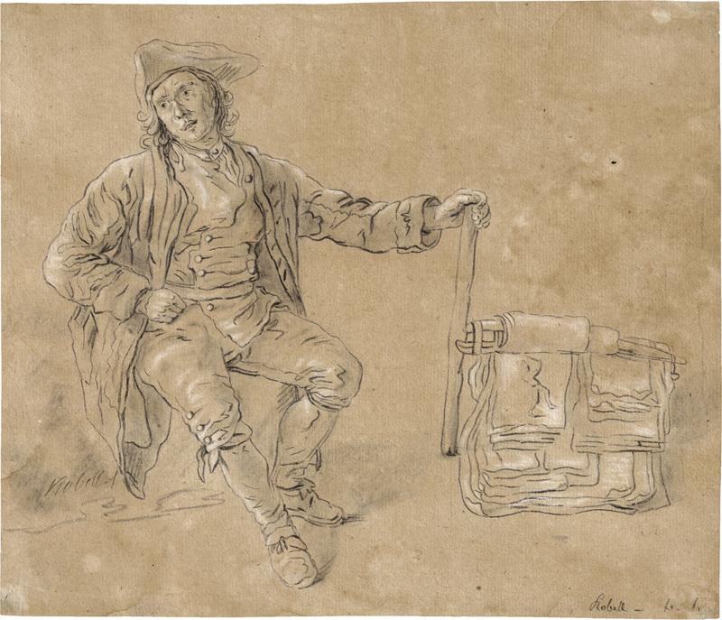 Kobell II, Jan Baptist: Junger Künstler, der seine über einem Holzgestell liegen...