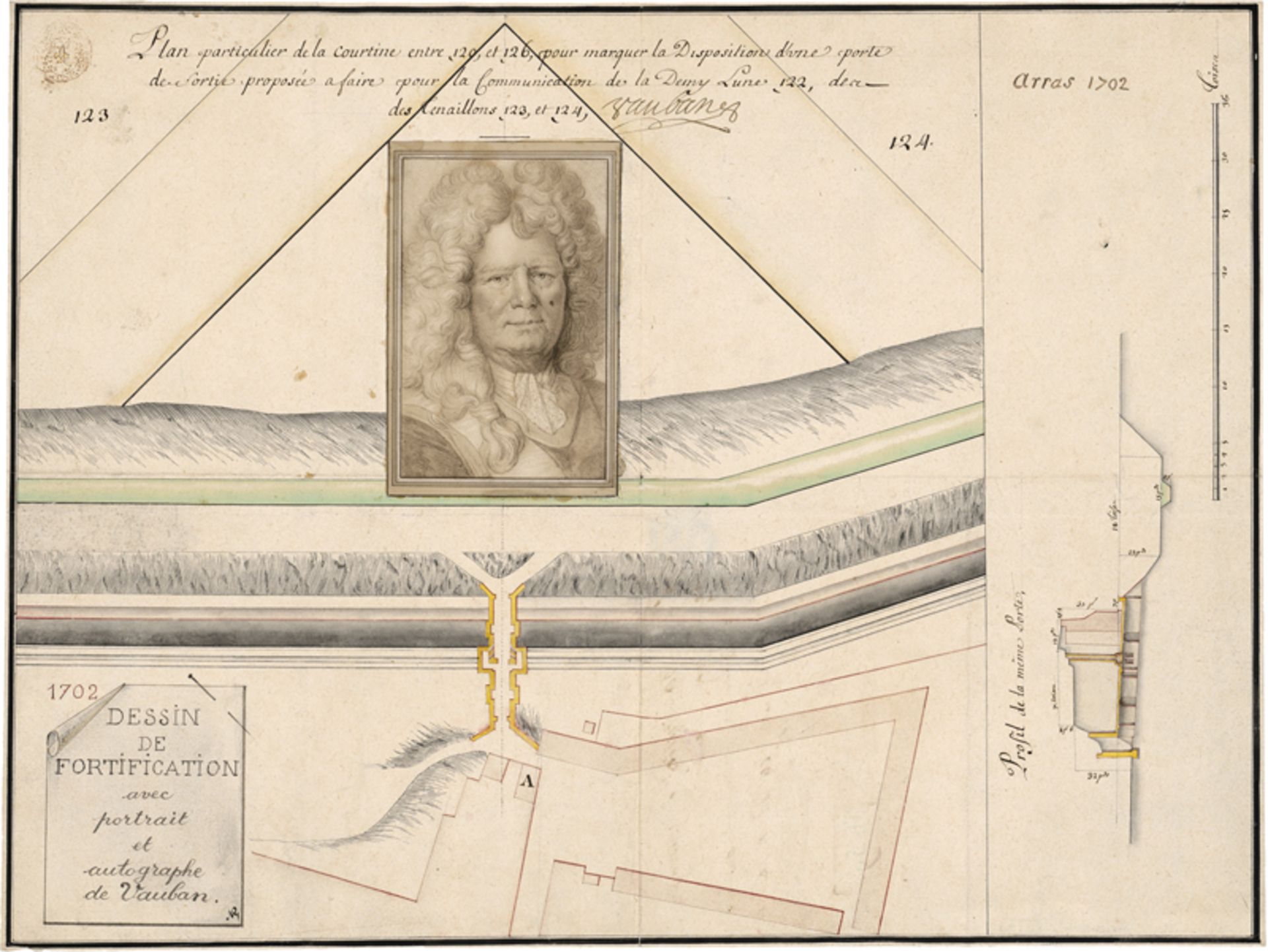 Französisch: 1702. Detailplan des Festungswalls der Zitadelle von Arr...