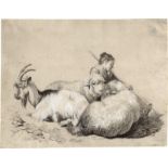 Londonio, Francesco: Schlafende Hirtin mit Ziege und zwei Schafen