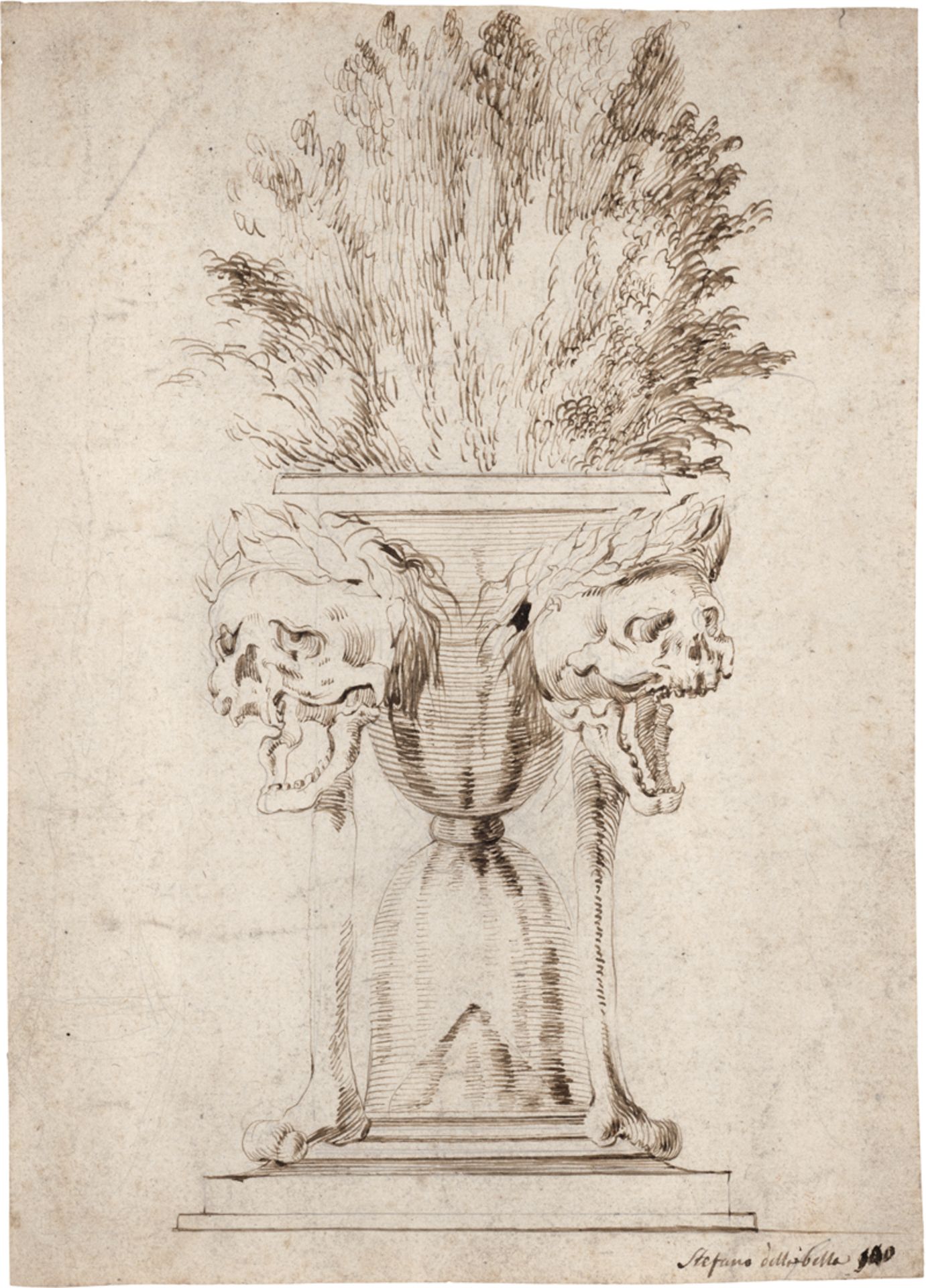 Bella, Stefano della: Vase mit Totenköpfen