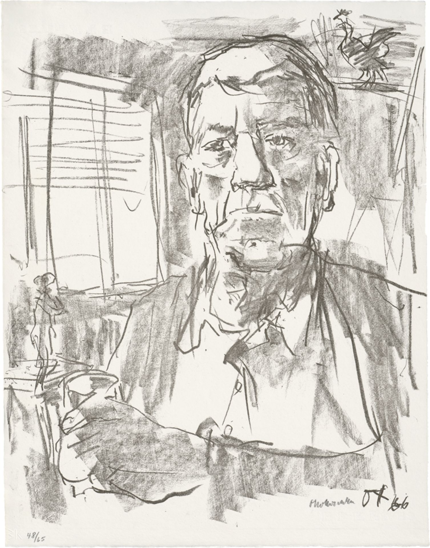 Kokoschka, Oskar: Selbstbildnis mit Statuette