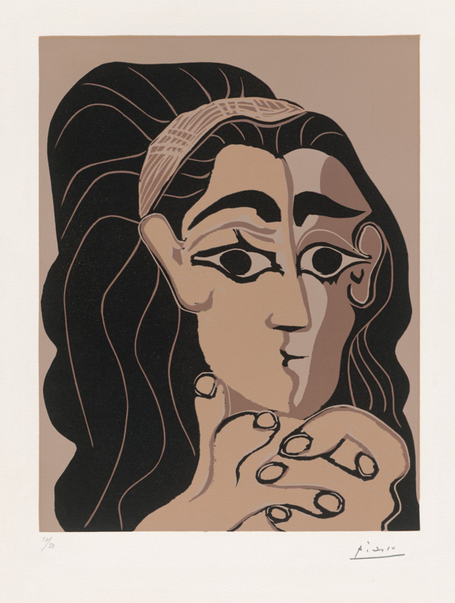 Picasso, Pablo: Portrait de Jacqueline au bandeau, accoudée