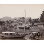 Beato, Felice: "Yokohama, Native Town" and "Boats and Junks"