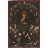 Buddha Ushnisha: Thangka. pinselgoldgehöhte Deckfarbenmalerei auf Gaze