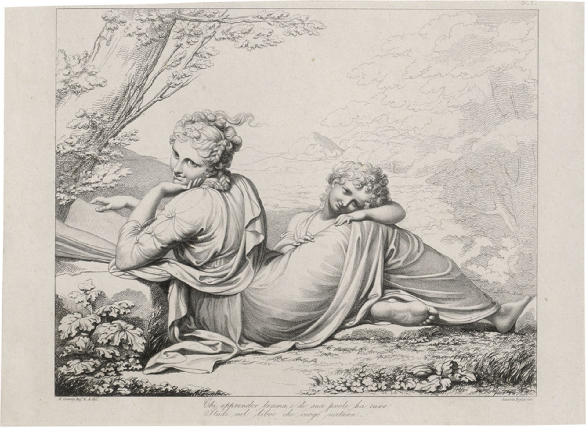 Lasinio, Giovanni Paolo: Liegende junge Frau mit einem Kind in einer Ladschaft