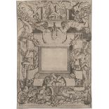 Schule von Fontainebleau: um 1545. Ornamentale Kartusche mit Putten, Grotesken und...