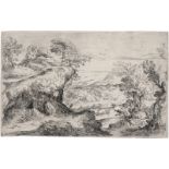 Grimaldi, Giovanni Francesco: Eine Landschaft mit zwei Männern auf einem Hügel sitzen...
