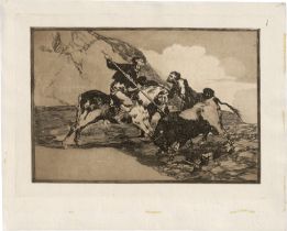 Goya, Francisco de: Modo con que los antiguos Españoles Cazaban Los Toros á ...