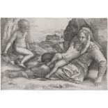 Franco, Giovanni Battista: Maria auf dem Erdboden sitzend mit dem Jesuskind und dem...