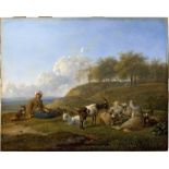 Klengel, Johann Christian: Rastende Hirtin mit Schafen, Ziege und Hirtenhund