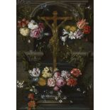Bruegel d. J., Jan - Werkstatt: Kruzifix in einer Nische umgeben von Blumen