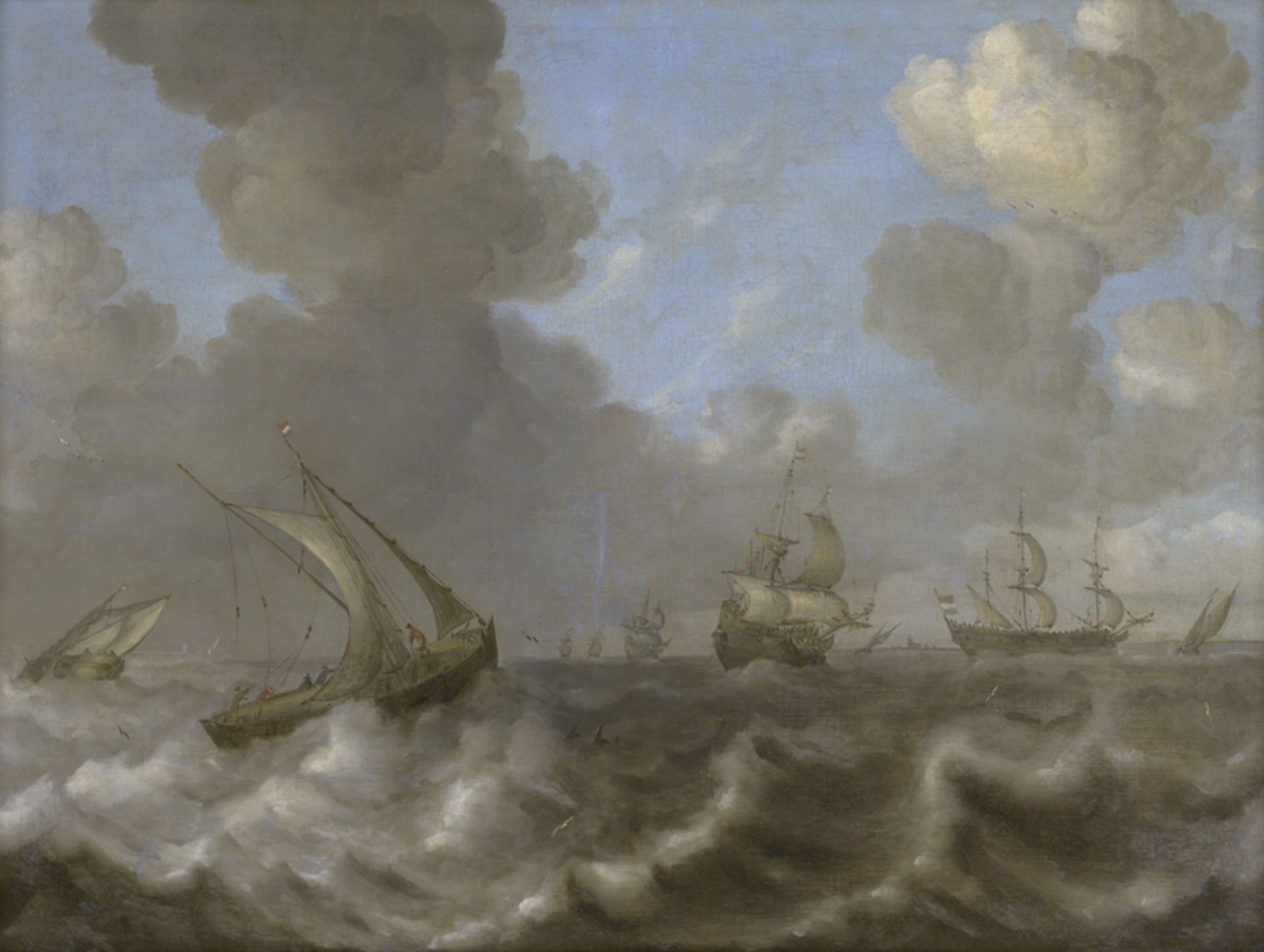 Niederländisch: 17. Jh. Schiffe auf stürmischer See