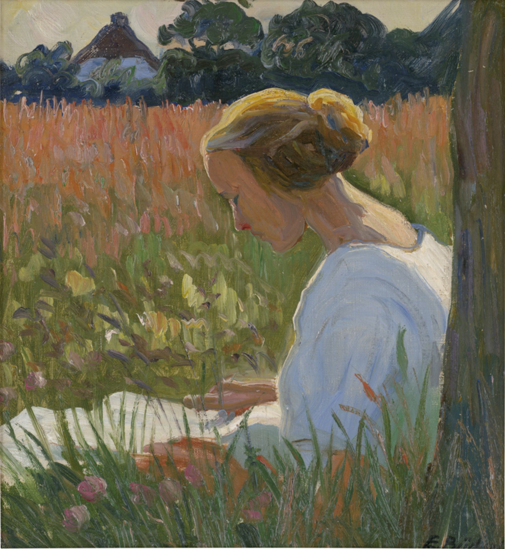 Büchsel, Elisabeth: Lesende Frau im Gras