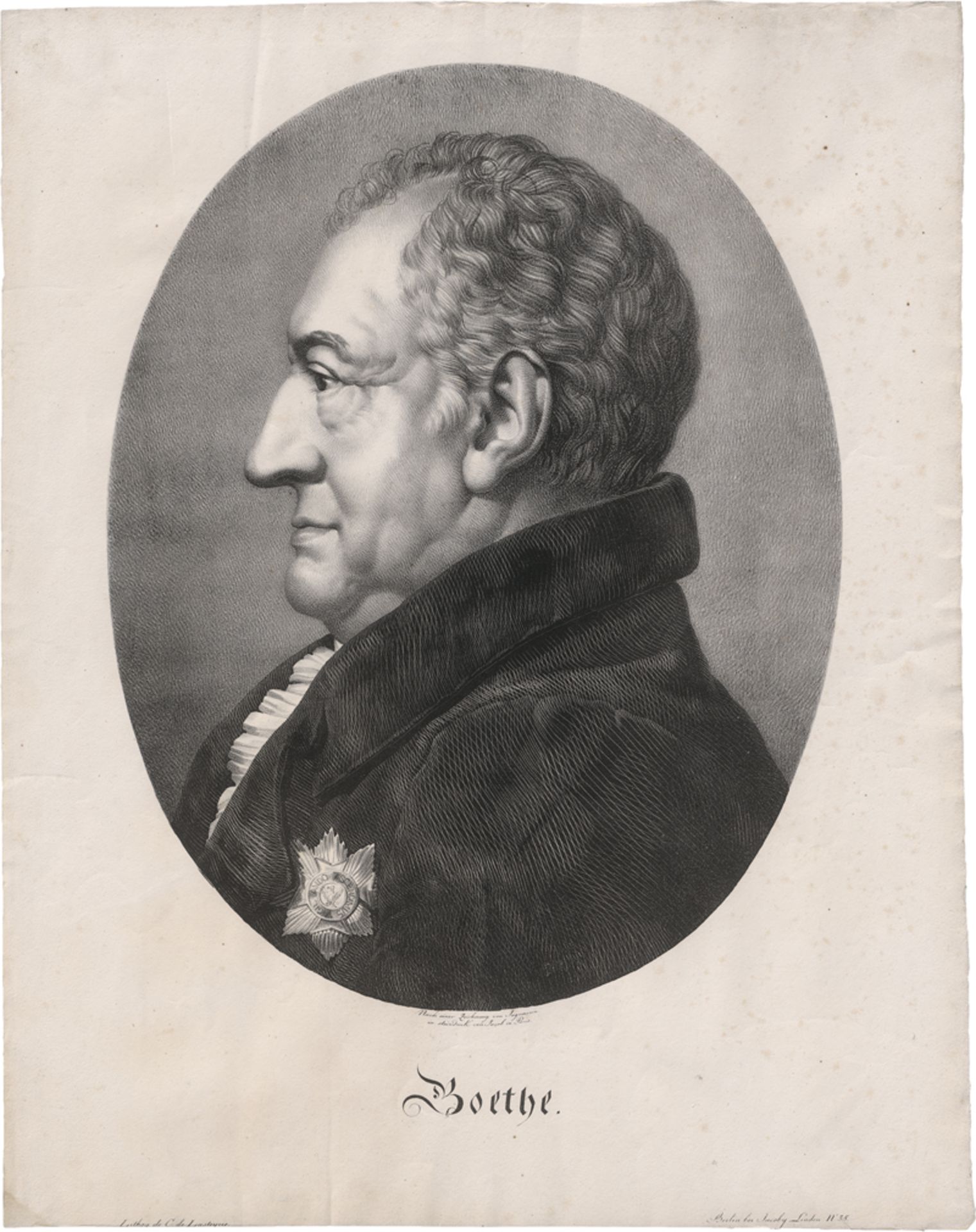 Jacob, Nicolas-Henri: Portrait Johann Wolfgang von Goethes im Profil nach link...