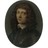 Britisch: um 1650. Miniatur Portrait eines jungen Mannes in Rüstun...