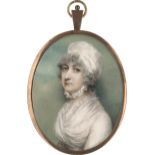 Plimer, Andrew: Miniatur Portrait einer Frau mit weißem Turban in der gr...