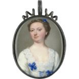 Zincke, Christian Friedrich: Miniatur Portrait einer jungen Frau in weißem Kleid mit ...