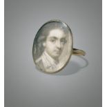 Britisch: um 1780. Ring Miniatur Portrait eines jungen Mannes in U...