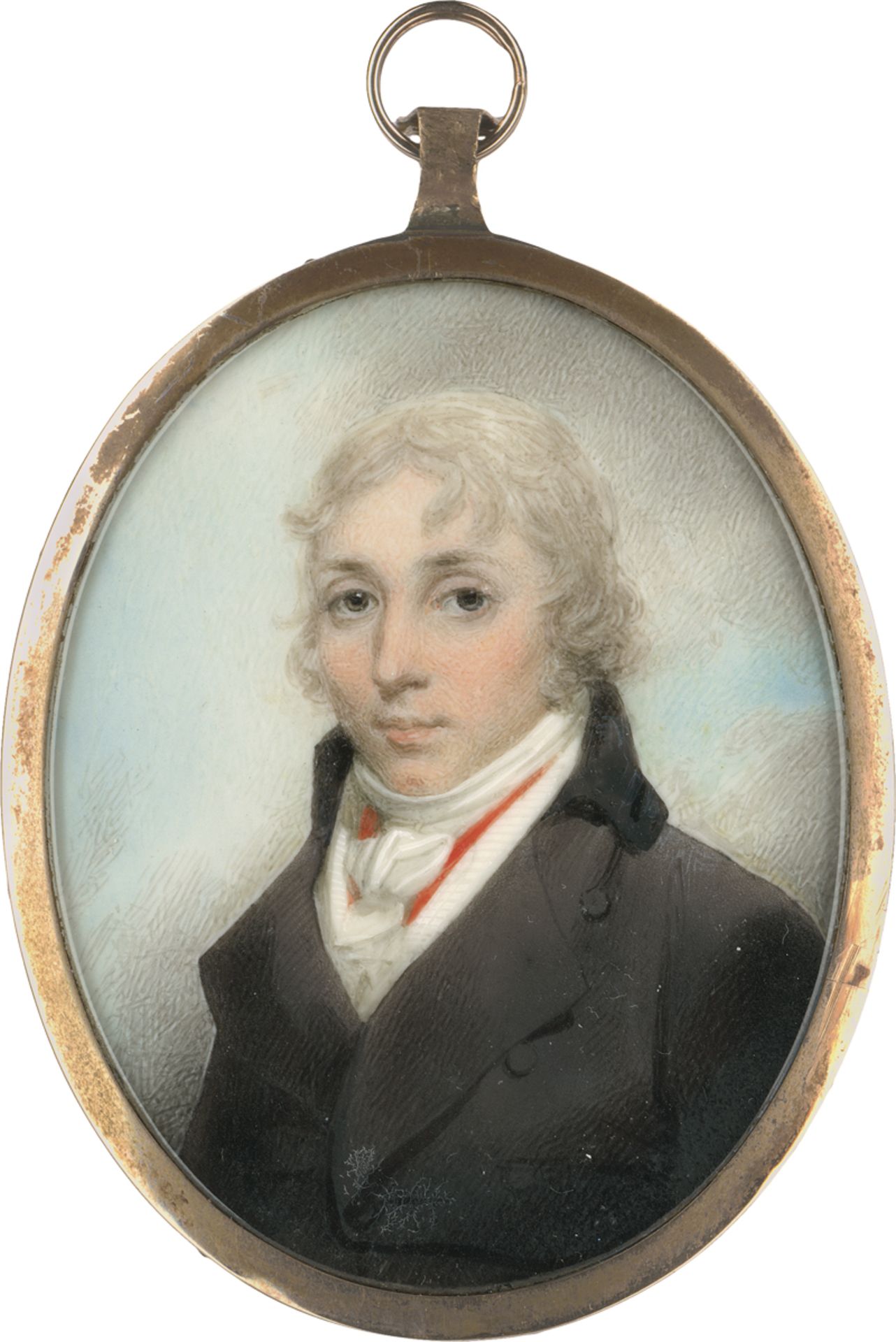Vaslet of Bath, Lewis: Miniatur Portrait eines jungen Mannes mit gepudertem Haa...