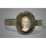 Britisch: 1843. Schmuck Miniatur Portrait eines blonden Kindes mit...
