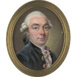 Lambert de Bourner, Olivier - zuges...: Portrait Miniatur eines Mannes in schwarzer Jacke und ro...