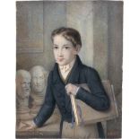 Österreichisch: 1822. Junger Künstler mit seiner Zeichenmappe