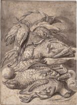 Italienisch: 1735. Jagdstillleben mit Rebhühnern, Artischocken und Fr...