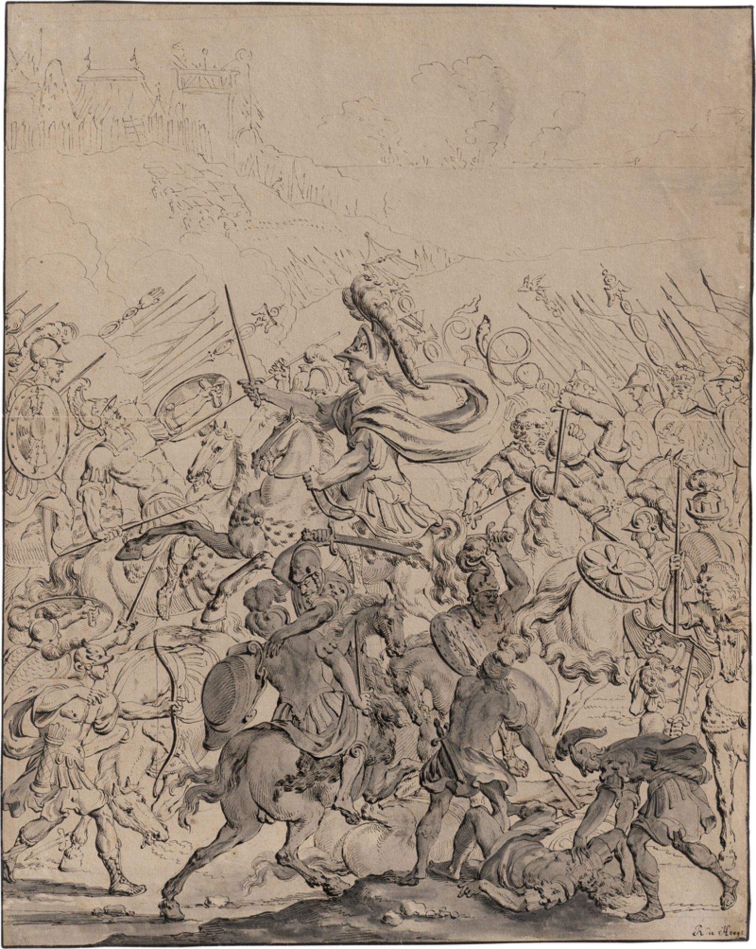 Niederländisch: um 1630. Schlachtenszene mit Alexander dem Großen