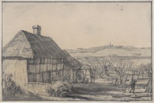 Sir Muirhead Bone: Englische Landschaft mit Bauernhaus