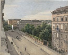 Berliner Schule: um 1870. Adolph Menzels Wohnhaus in der Sigismundstrasse...