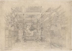 Gerst, Johann Karl Jacob: Festsaal des Don Giovanni. Entwurf für das Bühnenbild im...