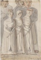Bansi, Anna Barbara Babette: Römische Prozession mit drei kerzentragenden Mädchen