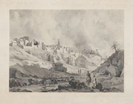 Berlepsch, Hans Karl Eduard von: Elche mit Blick auf die Vila Murada vom Río Vinalopó aus