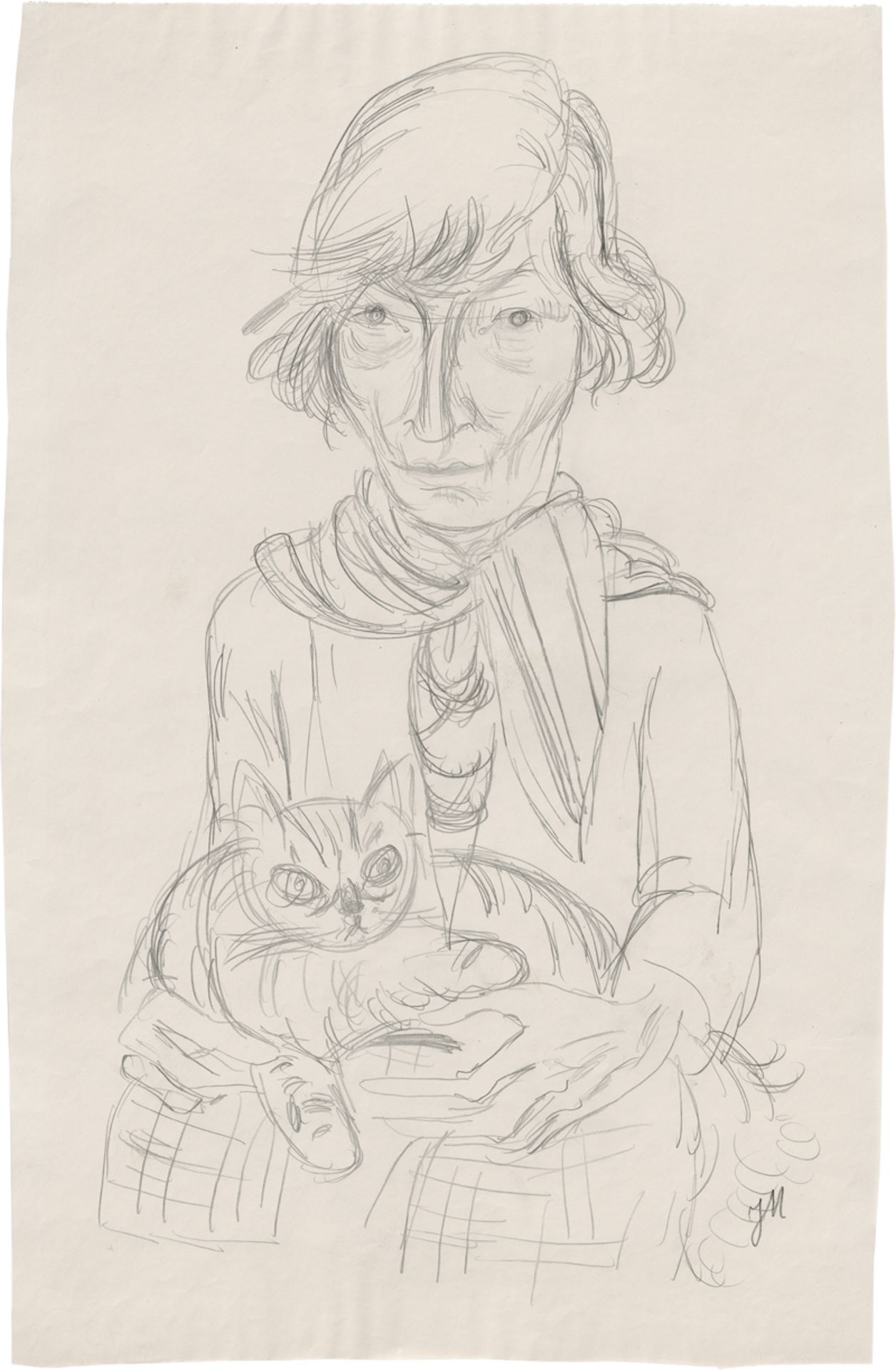 Mammen, Jeanne: Frau mit Katze im Schoß