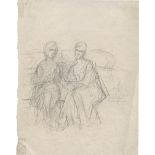Liebermann, Max: Skizze zweier Frauen auf einem Sofa sitzend; Entwurfsski...