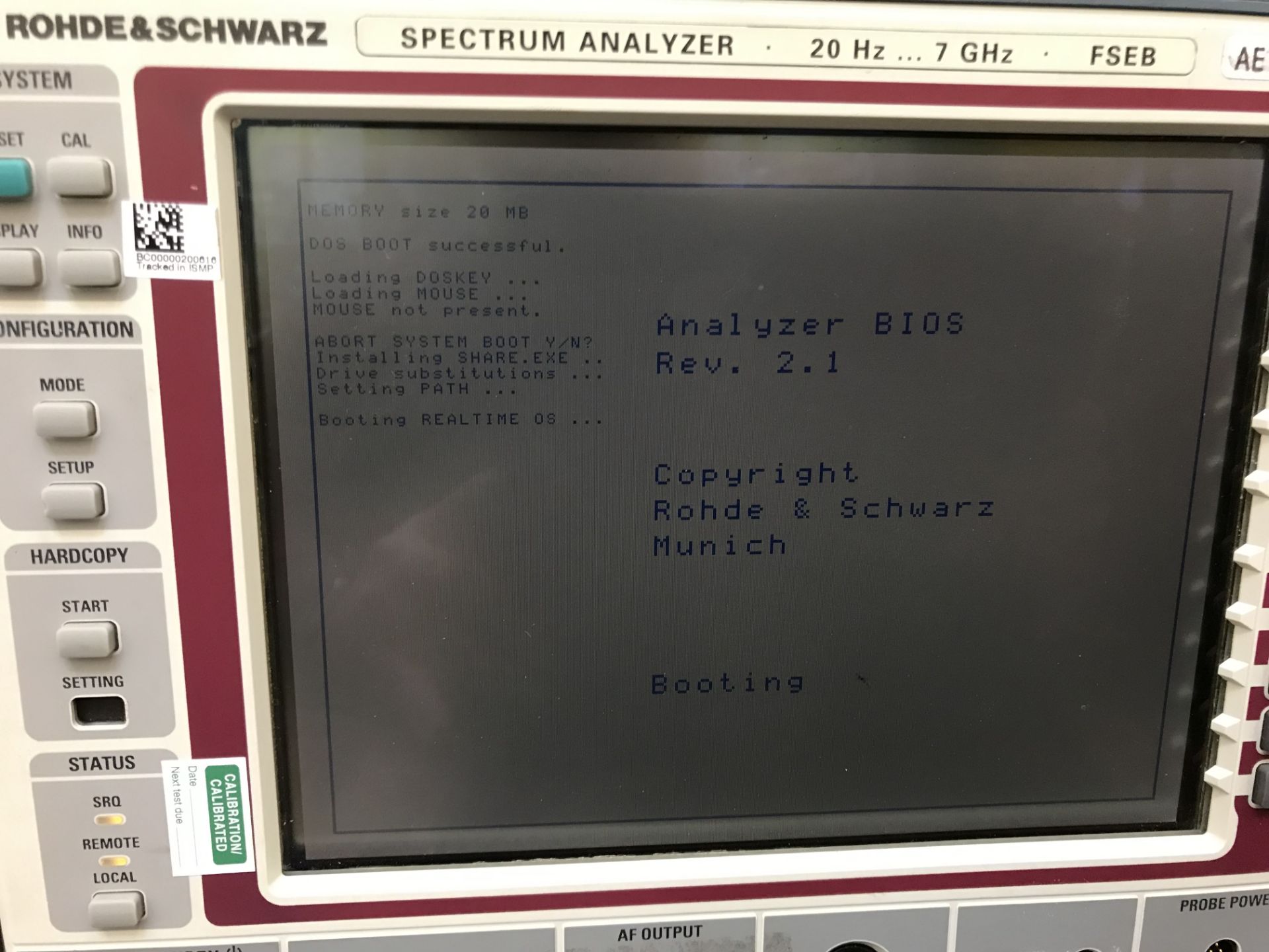 ID# 220087 Rohde & Schwarz FSEB 07 AE9329 20Hz - 7GHz Spectrum Analyzer - Image 5 of 18