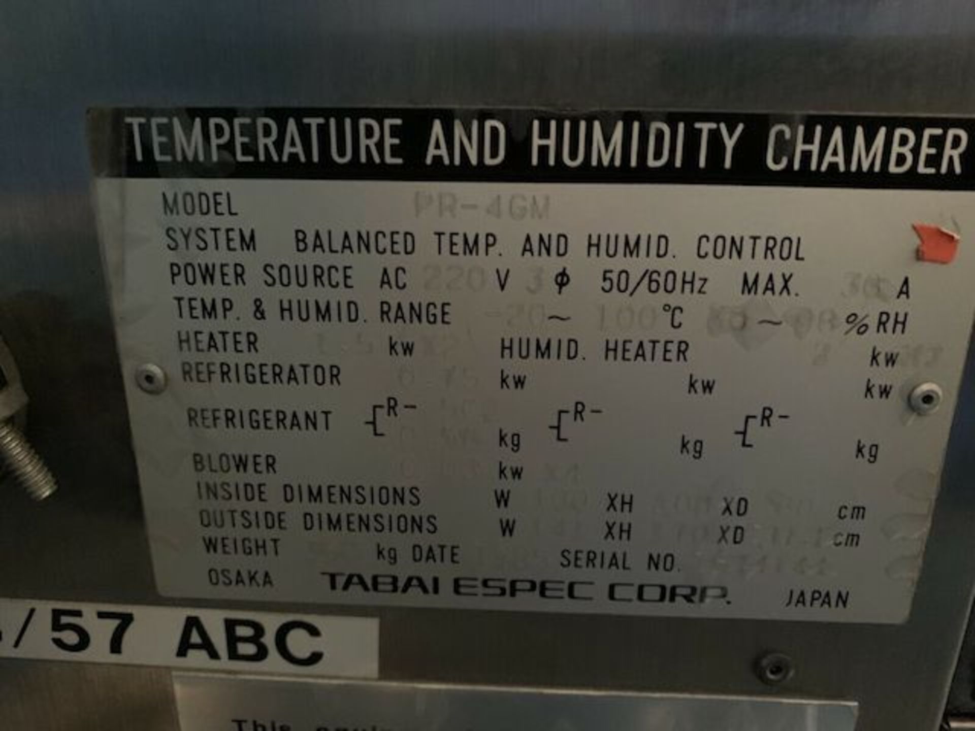 Tabai PR-4G Platinous Rainbow 85ºC/85%RH Trmperature & Humidity Sys -20º to 100ºC / 30%RH to 98%RH - Image 7 of 8