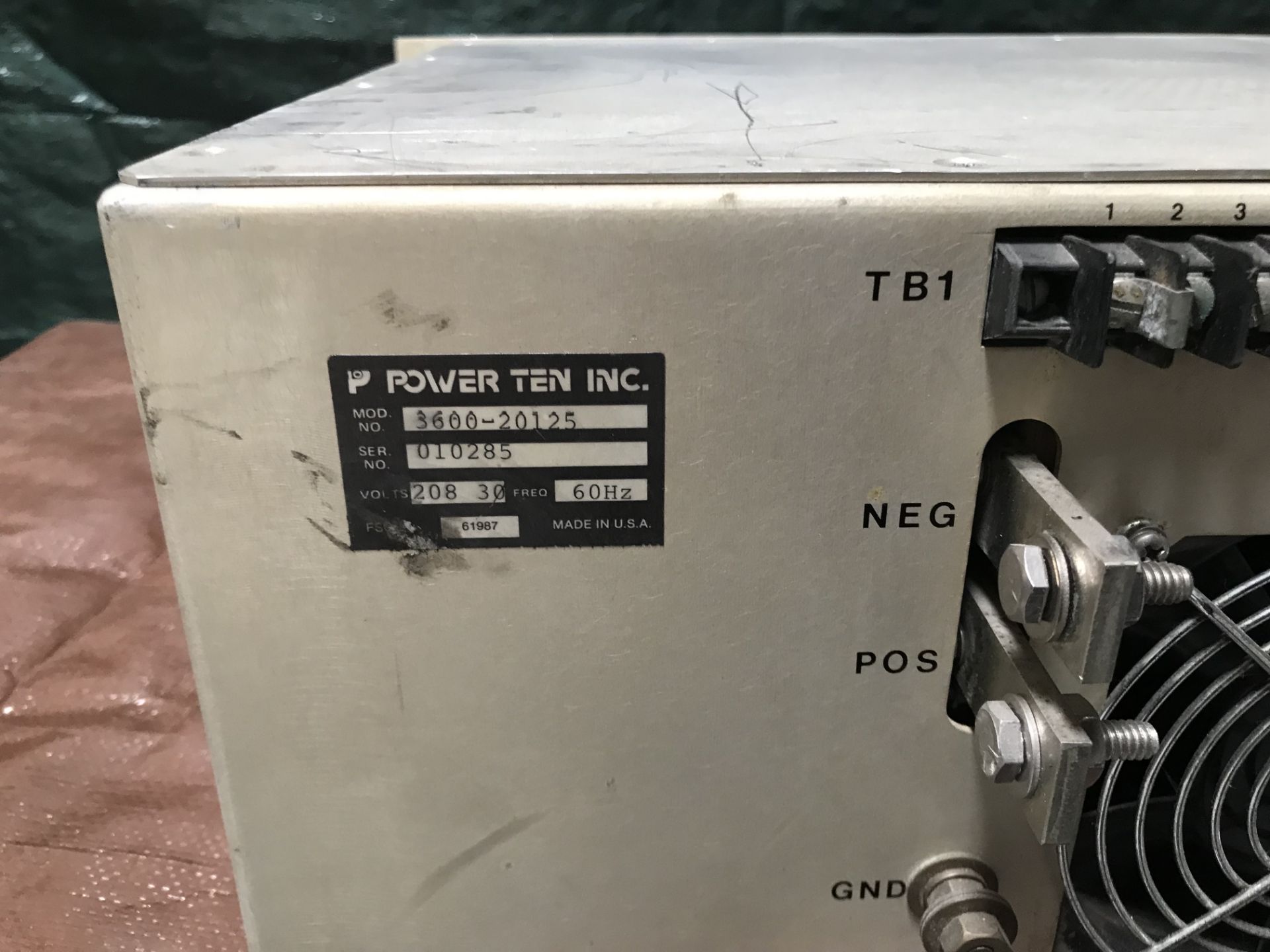 #079 Power Ten Inc. Model: 3600-20125, SN: 010285, Input: 208VAC 3Phase 60Hz, Output: 0-20VDC/125Amp - Image 8 of 9