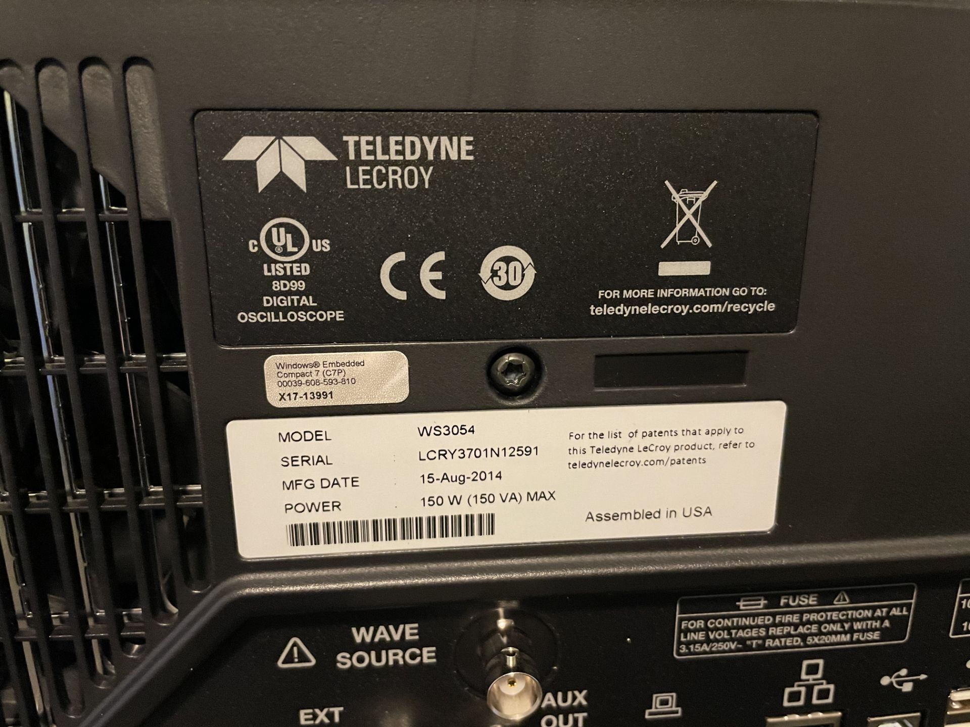 Teledyne LeCroy Wavesurfer WS3054 500MHz 4GS/s Scope w/2 Wavesource 100 Cards - Image 5 of 24