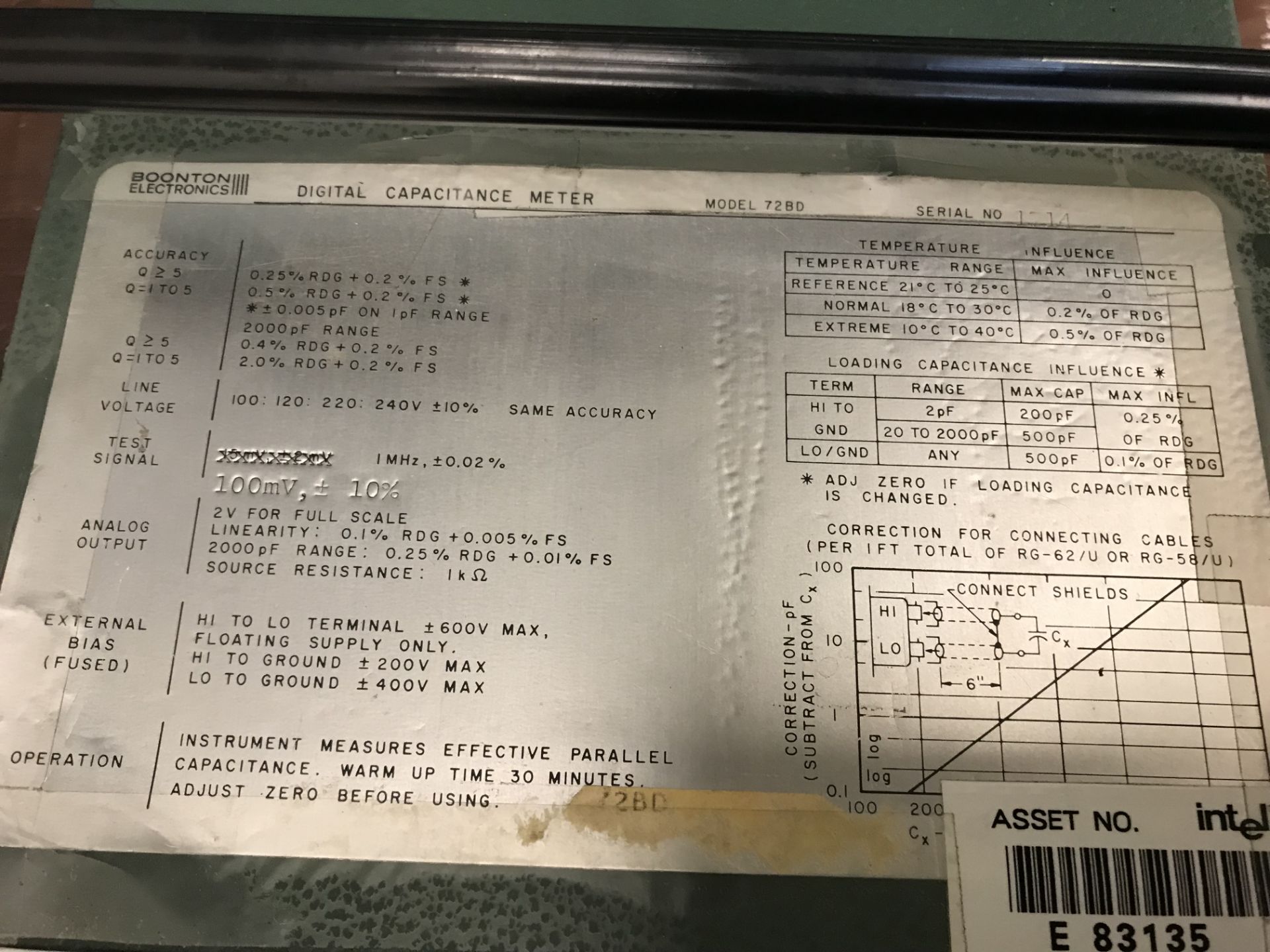 ID# 220014 Boonton Electronics 72BD Capacitance Meter - Image 8 of 9