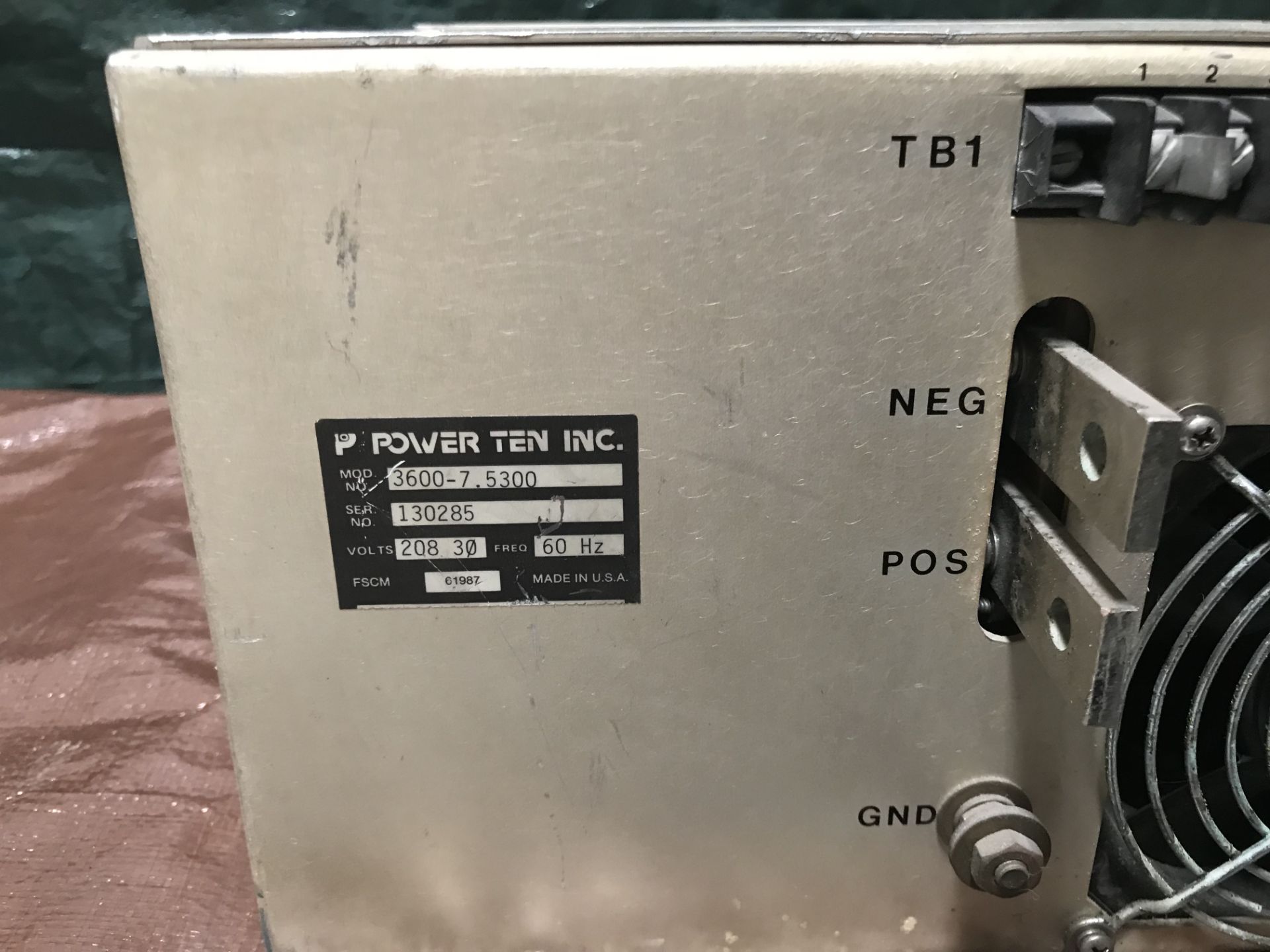 #080 Power Ten Inc. Model: 3600-7.5300, SN: 130285, Input: 208VAC 3Phase 60Hz, Output: 0-7.5VDC/300A - Image 7 of 8
