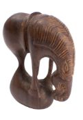 A Japanese boxwood netsuke of a grazing horse, signed, 4.5cm high.