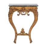 A carved giltwood and composition console table in Louis XV taste,